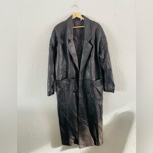 Vintage Preston & York Genuine Lambskin Leather Long Trench